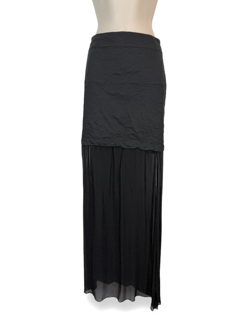 Vintage Nicole Miller Artelier Black Maxi Skirt Y2K 90s Sheer Festival Medium